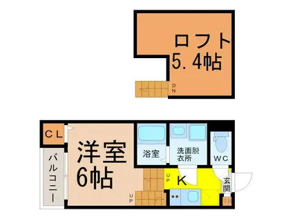 コンフォートうたたね(1SK/2階)の間取り写真