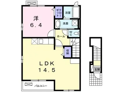 メゾン シーサイド(1LDK/2階)の間取り写真