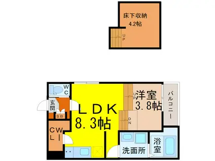 ハーモニーテラス T.H(1LDK/1階)の間取り写真