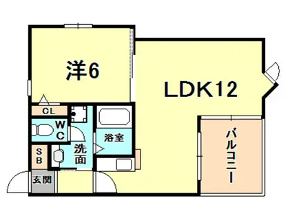 ア・コテ・ドゥ・シェヌ夙川(1LDK/1階)の間取り写真