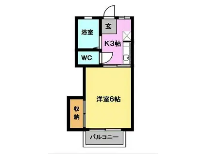 アーバン折立 南棟(1K/1階)の間取り写真