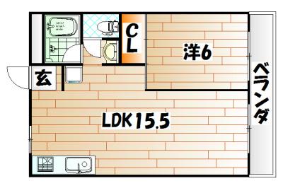 ディアライフ千防(1LDK/3階)の間取り写真