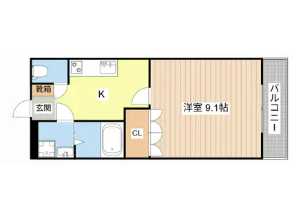 パークヒルズB(1K/2階)の間取り写真