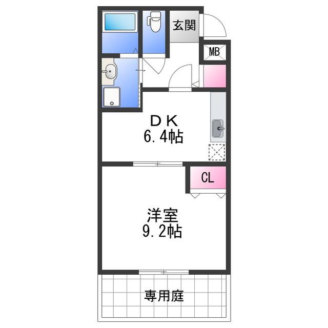 セゾン湊(1DK/1階)の間取り写真