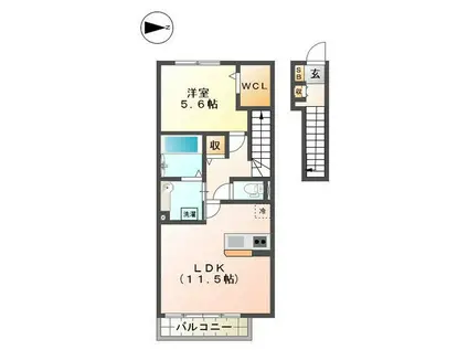 ユイメゾン幸町(1LDK/2階)の間取り写真
