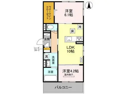 ヌーベル・ヴィ―侍従池(2LDK/1階)の間取り写真