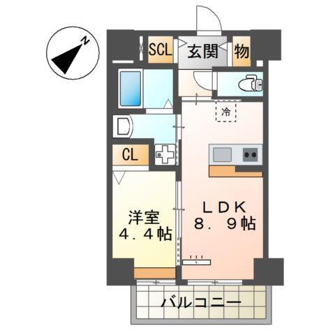 セラヴィ箱崎(1LDK/4階)の間取り写真