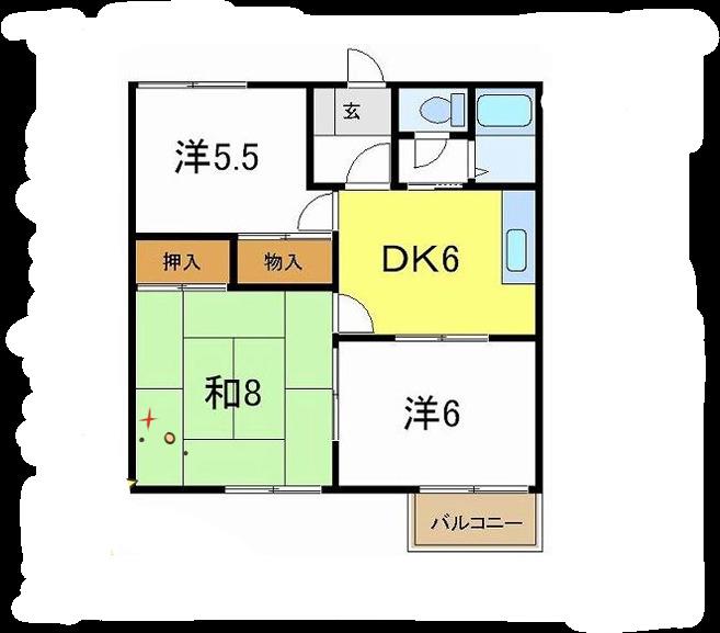 クロスロード(3DK/1階)の間取り写真