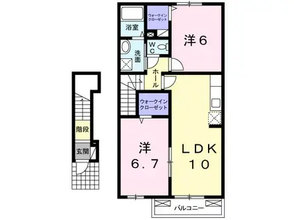 カンピオーネ・フジ(2LDK/2階)の間取り写真
