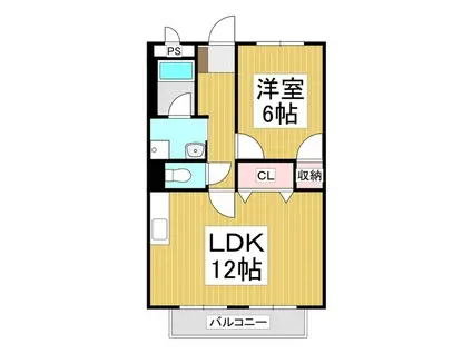 リバティーハイツB(1LDK/2階)の間取り写真