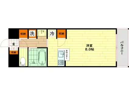 レジディア天神橋(1K/4階)の間取り写真