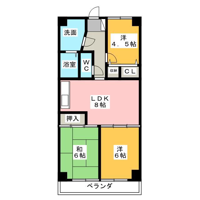 キヨミズキャンパス(3DK/5階)の間取り写真