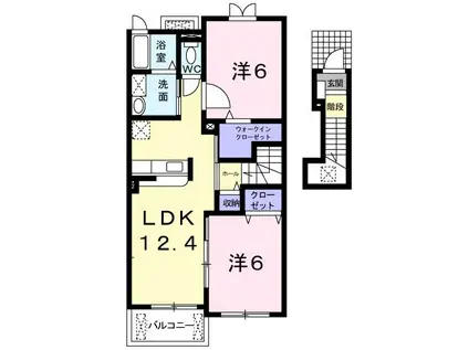 セブン・グロリアスI(2LDK/2階)の間取り写真