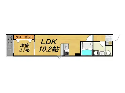 LECOCON 守山V(1LDK/3階)の間取り写真