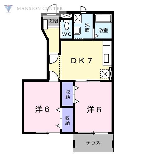 メイプルガーデン(2DK/1階)の間取り写真