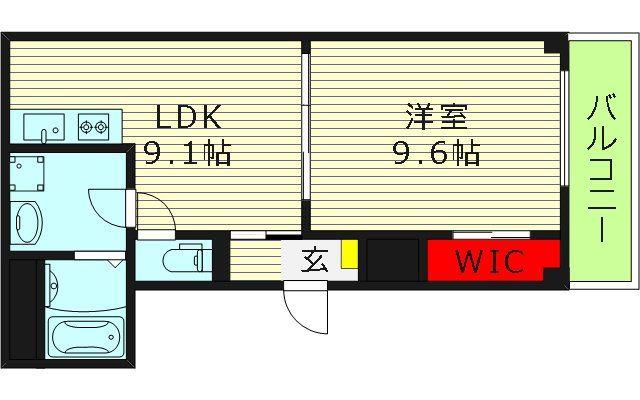 京橋オリエンタルキューブ(1LDK/2階)の間取り写真