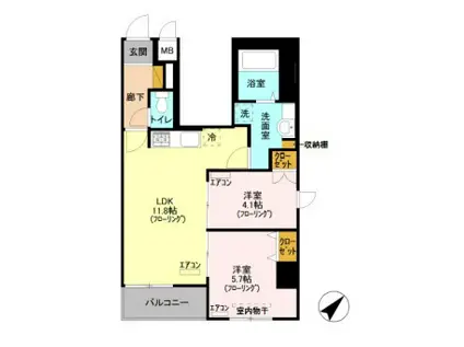 ラフレ東川口(2LDK/2階)の間取り写真