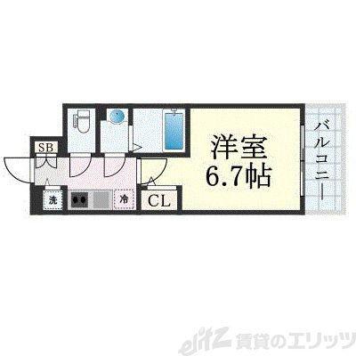 エスリード ザ・グラン大阪ノース(1K/11階)の間取り写真