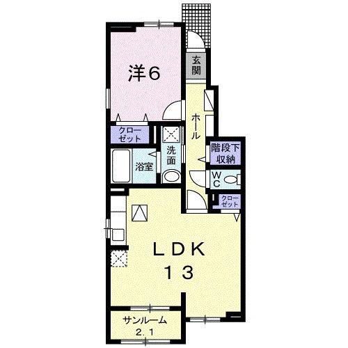 プリムローズ幸(1LDK/1階)の間取り写真