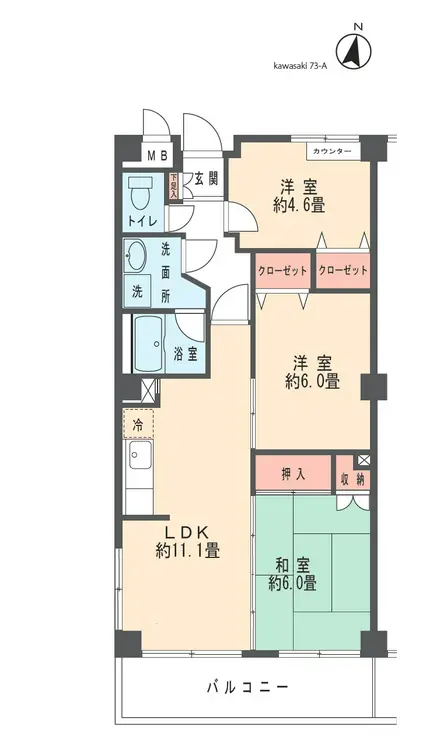 シュライン川崎 3階階 間取り
