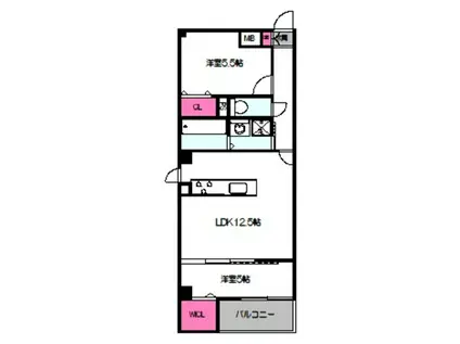 REFINO(2LDK/6階)の間取り写真