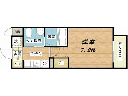 グランルージュ中之島南(1K/3階)の間取り写真