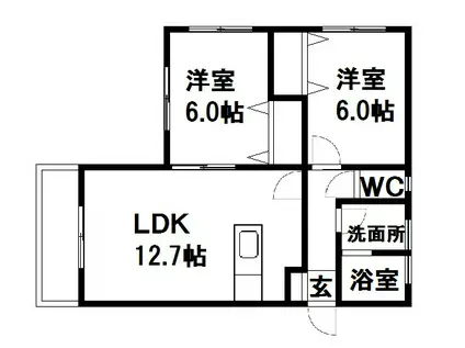 グランツII(2LDK/2階)の間取り写真