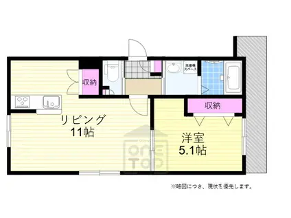 コスタペルラ・N(1LDK/1階)の間取り写真