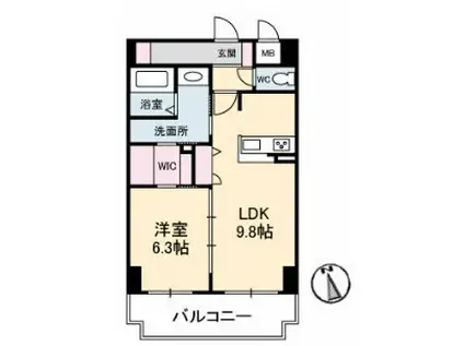 LA MONTAGNE ラ モンターニュ(1LDK/6階)の間取り写真