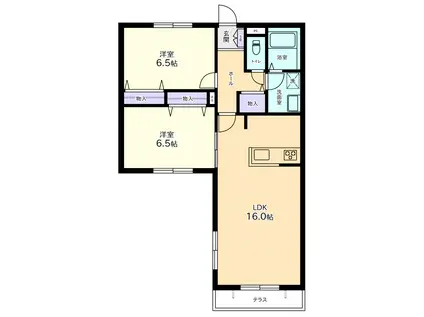 オークヒル S棟(2LDK/2階)の間取り写真