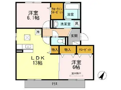 カーサシャルマン(2LDK/2階)の間取り写真