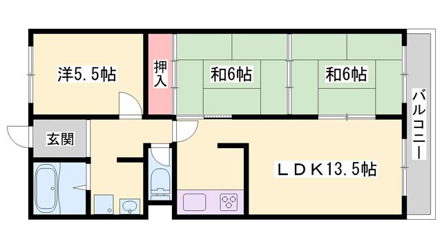 藤和東加古川ハイタウンA棟 (3LDK/6階)の間取り写真