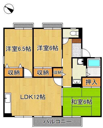 セジュール B棟(3LDK/2階)の間取り写真