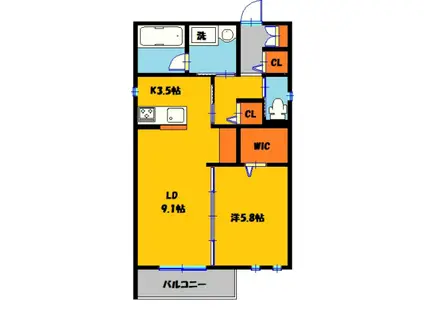 M・レジデンス一番町(1LDK/2階)の間取り写真