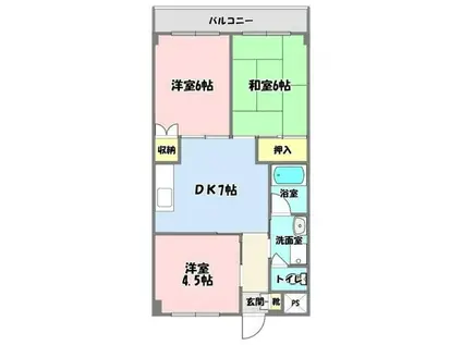 ファミールプラザ(3DK/1階)の間取り写真