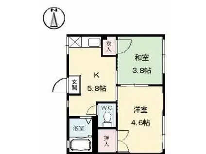 第3ダイカクハイツ(2K/2階)の間取り写真