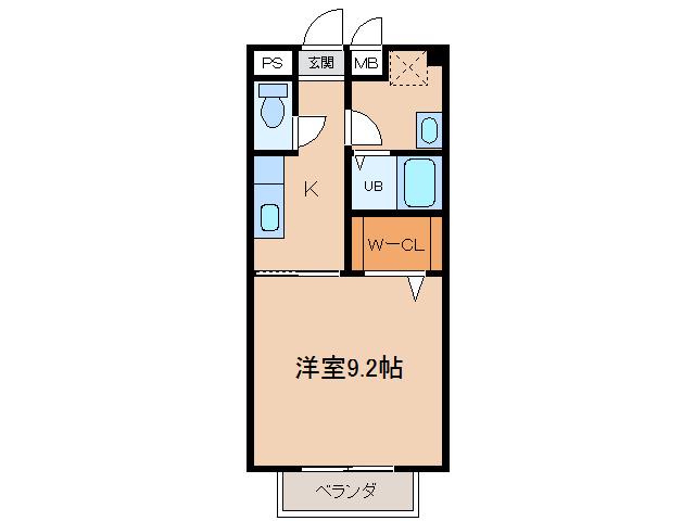 ビューテラス K(1K/1階)の間取り写真