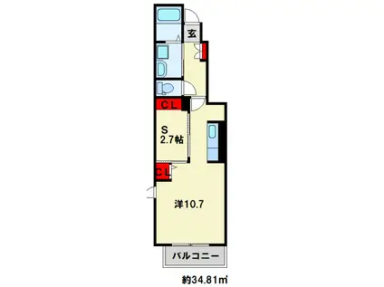 シエロ.ガーデン.ツダD(1K/1階)の間取り写真