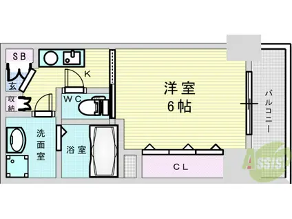 ウインズコート西中島(1K/5階)の間取り写真
