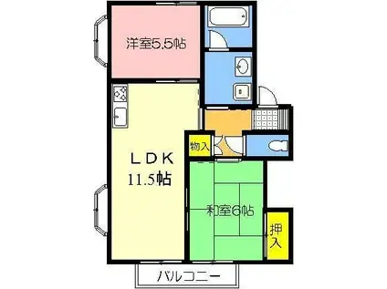 フレグランス桜町(2LDK/1階)の間取り写真