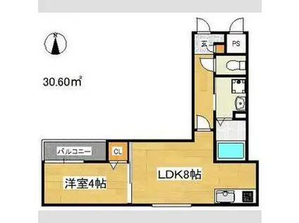 ALEGRIA豊津(1LDK/1階)の間取り写真