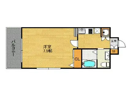 ピュアドームアートフル平尾(1K/5階)の間取り写真