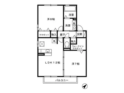 リビングタウン内郷B(2LDK/1階)の間取り写真