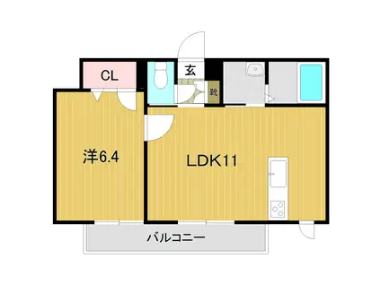 ヴィルヌーブ諏訪野(1LDK/3階)の間取り写真