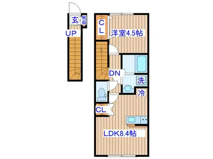 愛の杜アパート(1LDK/2階)の間取り写真