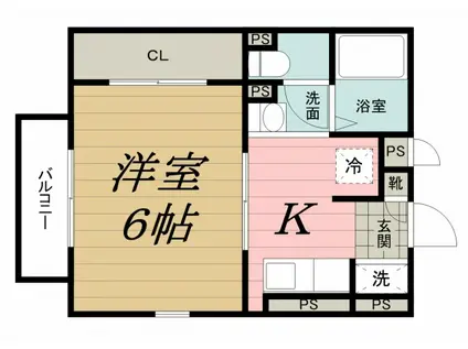 ハイムツインズB(1K/1階)の間取り写真