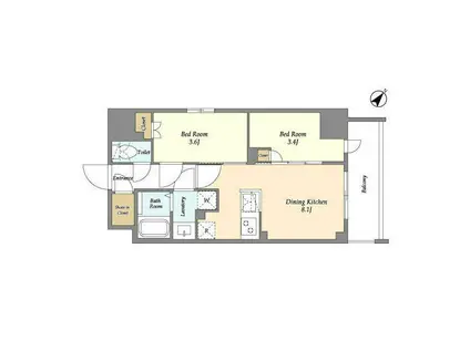 AUGUSTA RESIDENCE 新小岩(2DK/12階)の間取り写真