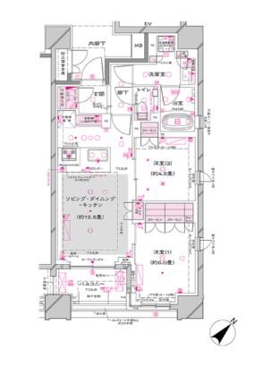 オーパスレジデンス銀座イースト(2LDK/6階)の間取り写真