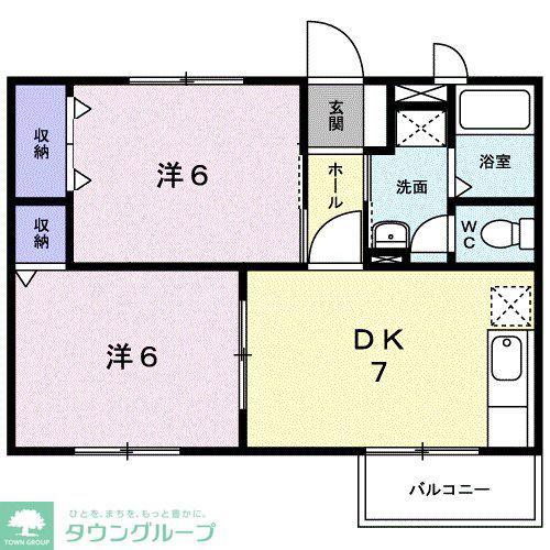 ヴィラ21(2DK/2階)の間取り写真