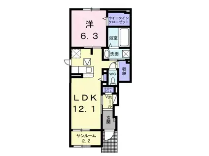 LOTTIE伊那I(1LDK/1階)の間取り写真